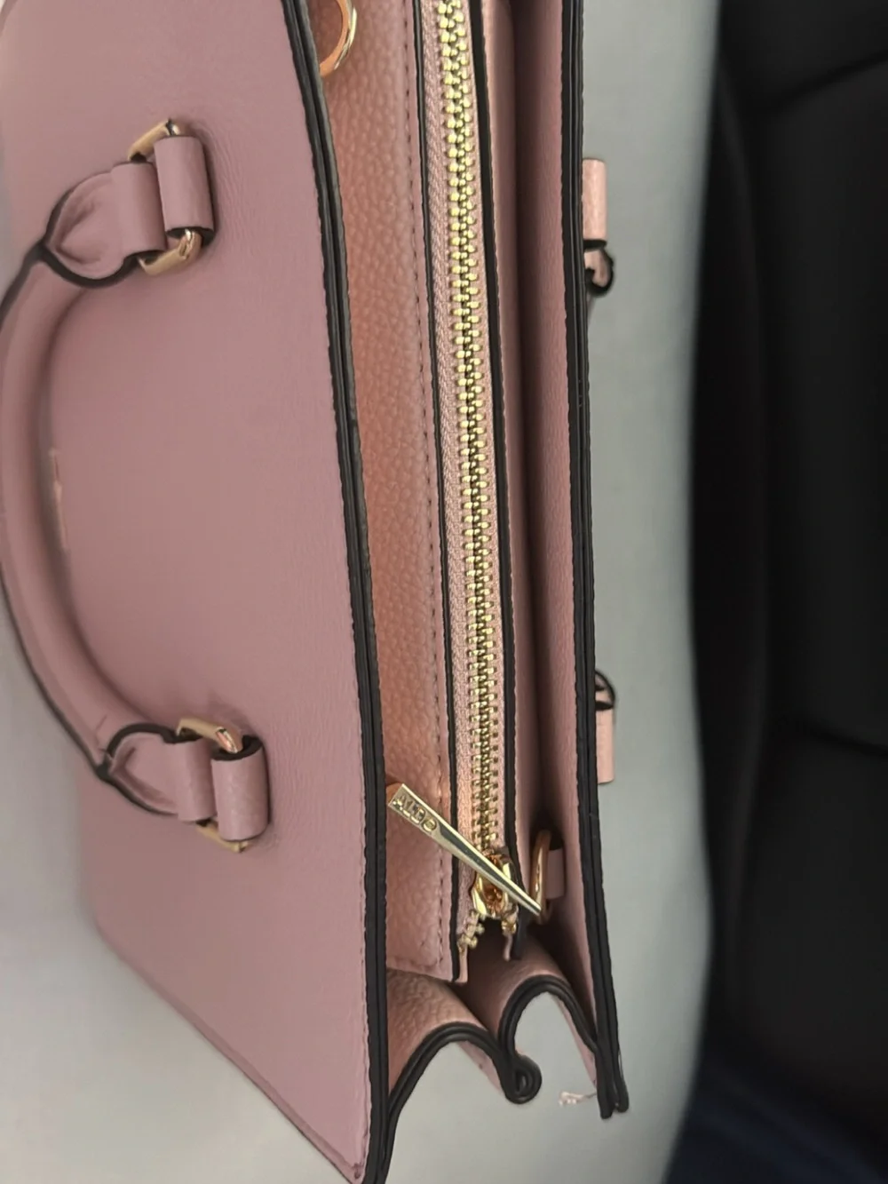 ALDO Pink Structured Satchel with Gold Charm and Pouch